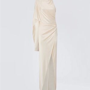 Elegant One Shoulder Cream Gown